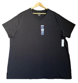 George Men's Black V-neck Soft Short Sleeve Stretch T-shirt Size 2XL (50-52) NEW
